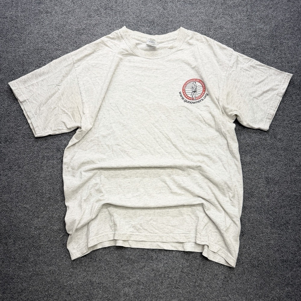 Gun Owners Of America Vintage T Shirt Men's Large Graphic Print 90s Gray